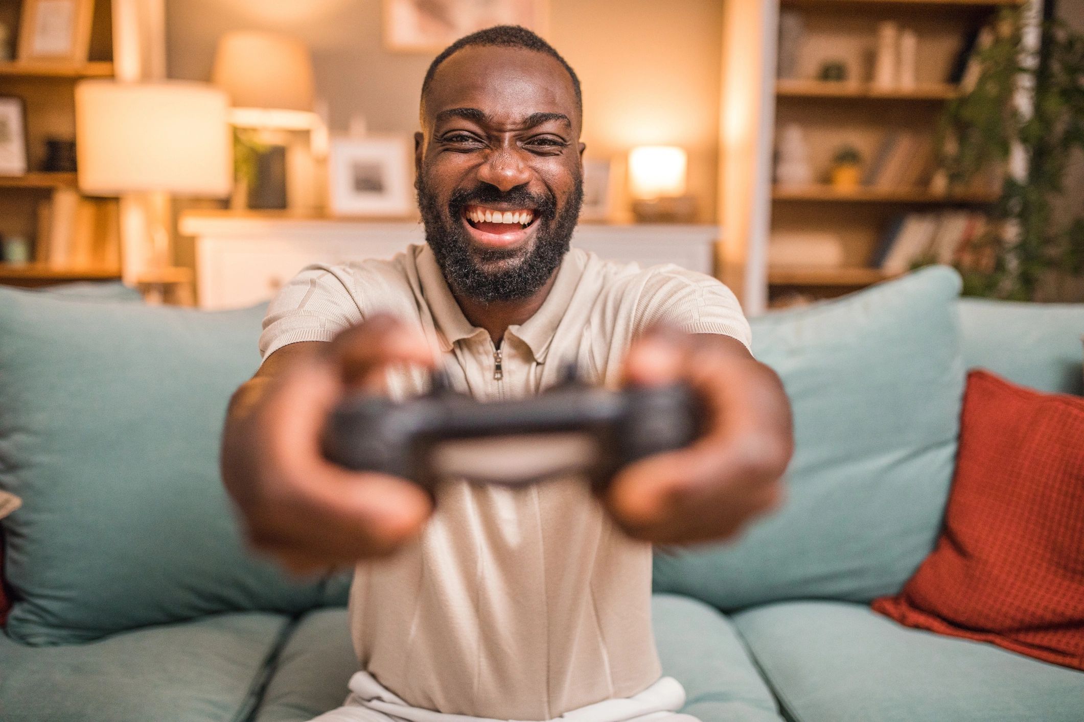 Diverse gamers sharing a win